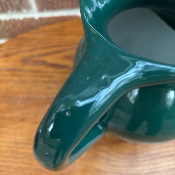 Ceramic hand thrown pottery handmade wide rim green vase pitcher - Picture 6 of 7